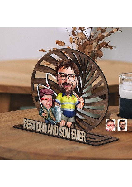 Kişiye Özel 3 Katmanlı Baba-Oğul Karikatürlü Ahşap Biblo-13, Babaya Hediye, Babalar Günü Hediyeleri modelleri