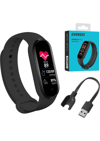Tekno Trust Akıllı Saat Kalp Atışı Sensörlü Androıd Ios Bluetooth Siyah Everest Everfit W-22 100-200 Mah Si