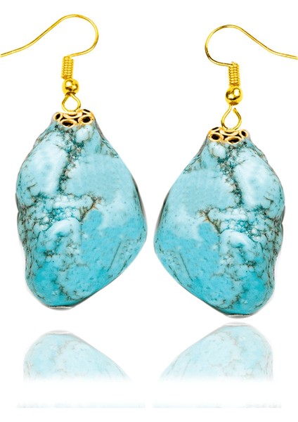 Sertifikalı Gold Ham Işlenmemiş Doğal Firuze Taşı Kolye ve Küpe Seti (Turkuaz Taşı) fiyatları