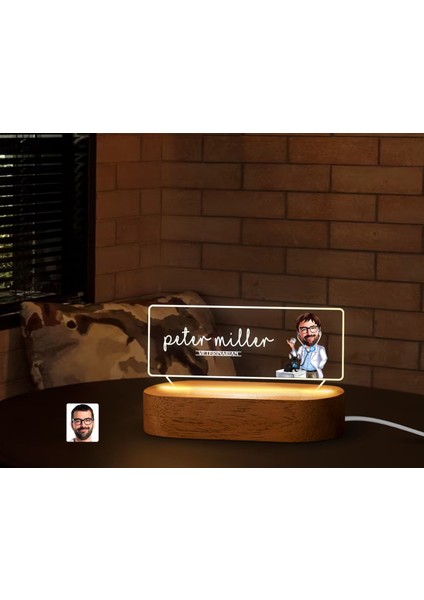 Kişiye Özel Isimli Veteriner Karikatürlü LED Işıklı Akrilik Masa Isimliği-1, Ofis Dekoru, Mesleki Hediye, Ofis Hediyeleri fiyatları