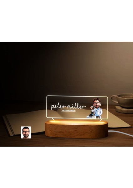 Kişiye Özel Isimli Veteriner Karikatürlü LED Işıklı Akrilik Masa Isimliği-1, Ofis Dekoru, Mesleki Hediye, Ofis Hediyeleri modelleri