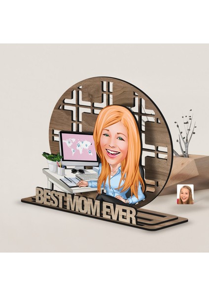 Kişiye Özel 3 Katmanlı Anne Karikatürlü Ahşap Biblo-18 Anneye Hediye, Anneler Günü Hediyeleri fırsatları