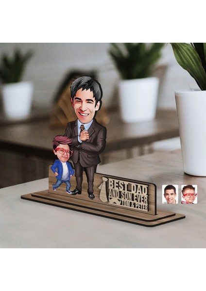 Kişiye Özel 3D Kabartma Isimli Baba-Oğul Karikatürlü Ahşap Biblo-5, Babaya Hediye, Babalar Günü Hediyeleri modelleri