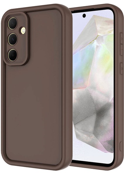Samsung Galaxy A35 Uyumlu Kılıf Kamera Korumalı Esnek Yumuşak Ananas Kapak, Kahverengi