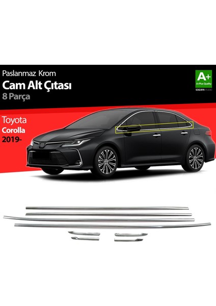 Toyota Corolla Sd Krom Cam Alt Çıtası 8 Parça 2019+