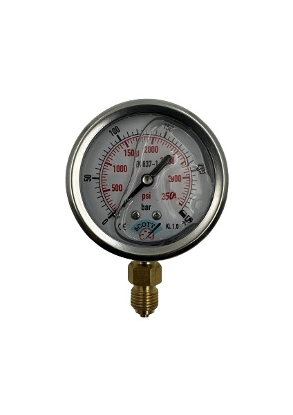 Ø 63 - 0 - 250 Bar 1/4 Alttan Çıkışlı Gliserinli Manometre