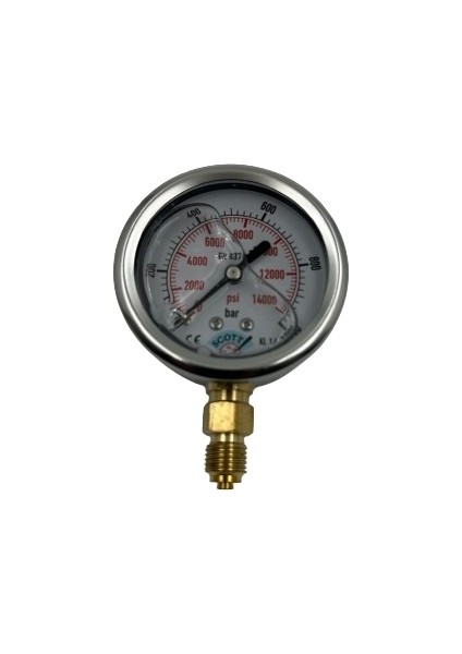 Ø 63 - 0 - 1000 Bar 1/4 Alttan Çıkışlı Gliserinli Manometre