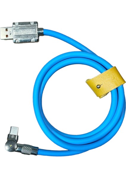 3802 120W 6A MAVİ RENK TYPE C to USB 180 DERECE DÖNER BAŞLI IŞIKLI ŞARJ VE DATA KABLOSU