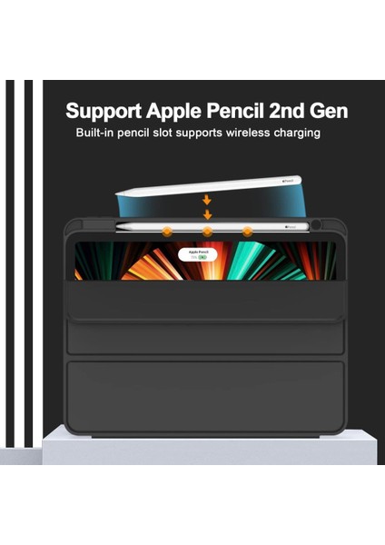 Apple iPad Air 13INÇ M2 2024 Kılıf Pen Charge Kalem Bölmeli A2898 A2899 A2900