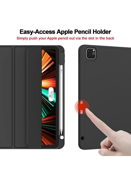 Apple iPad Air 13INÇ M2 2024 Kılıf Pen Charge Kalem Bölmeli A2898 A2899 A2900