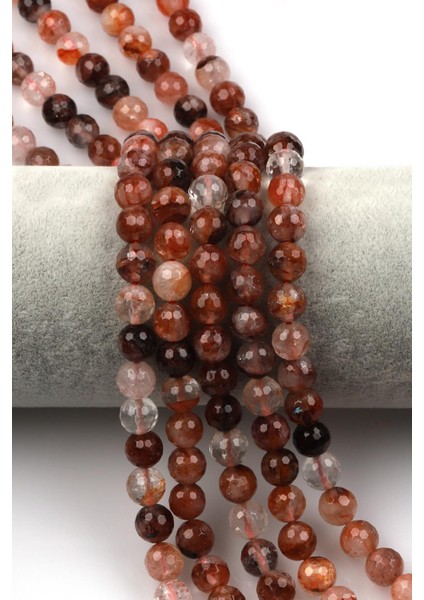 Himalaya Kuvars Doğal Taş Dizi 8 mm Fasetli Küre Kesim