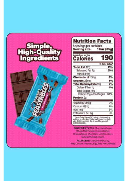 Mr Beast Milk Chocolate Çikolata Bar 5x35gr fiyatları