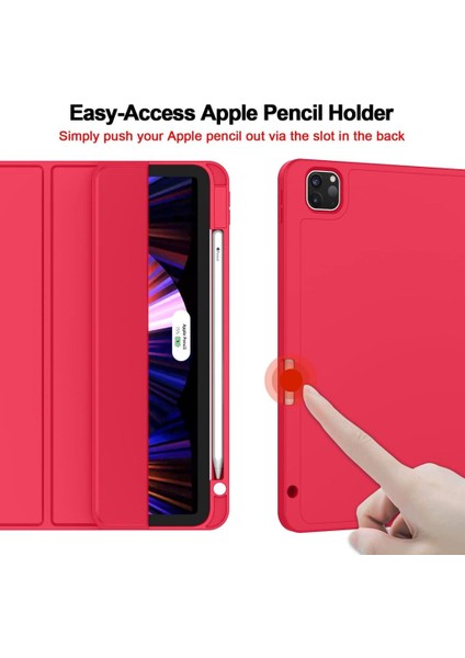 Apple iPad Air 13inç M2/M3 Kılıf Pen Charge Kalem Bölmeli A2898 A2899 A2900 modelleri