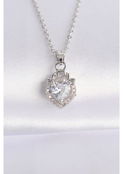 316L Çelik Zincir Gümüş Renk Zirkon Taşlı Rapunzel Kolye - EBJ240601W24668