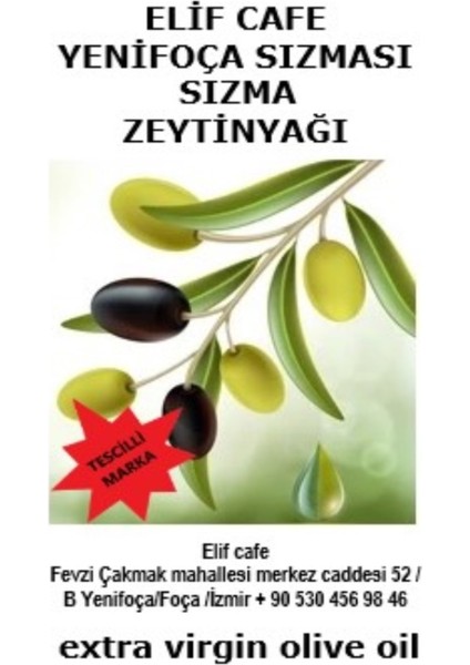 Elif Cafe Yenifoça 15 lt Sızma Zeytinyağı 5 Lt Pet Şişe zeytinyağı 5 litre 3 Adet