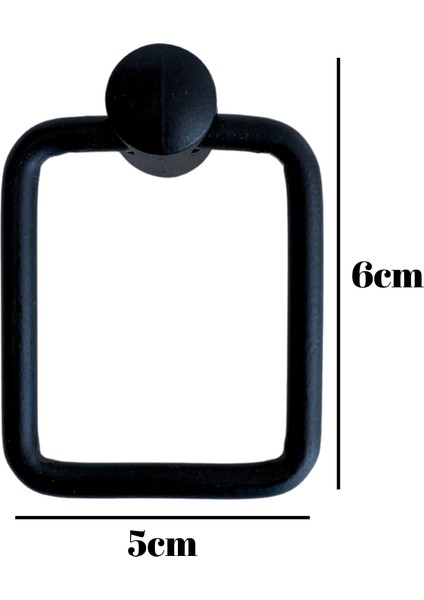 DS Yapı Halka Kare Siyah Dolap Kulpu Gizli Mobilya Tekli Halka Düğme (Siyah)
