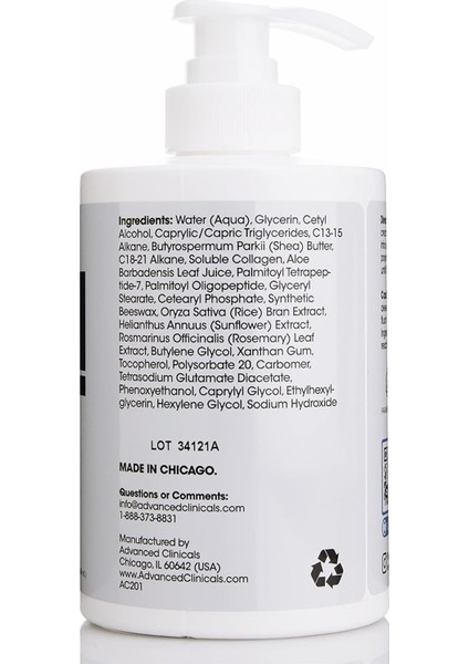 Advanced Clinicals Collagen + Peptide Sıkılaştırıcı Yüz ve Vücut Kremi 444ML