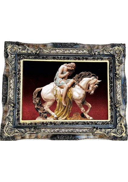 Lady Godiva Halı Tablo 94X75CM - Iran Tebriz Halı Kilim Tablo