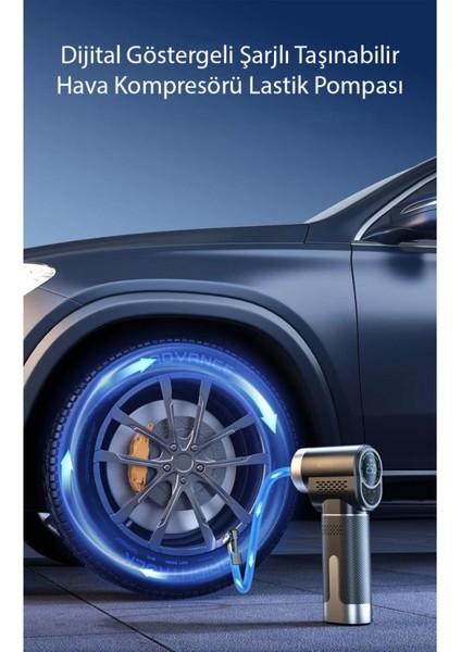 Polham 150PSİ Kablosuz Taşınabilir Lastik Pompası,şarjlı Basınç Göstergeli, Işıklı Hava Kompresörü fiyatları
