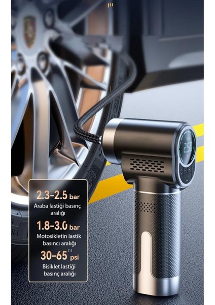 Polham 150PSİ Kablosuz Taşınabilir Lastik Pompası,şarjlı Basınç Göstergeli, Işıklı Hava Kompresörü indirimleri