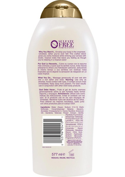 Extra Creamy + Coconut Oil Miracle Vücut Şampuanı 577ML fiyatları