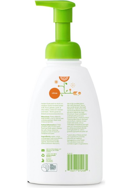 Bitkisel Formüllü Bebek Gereçleri Yıkama Köpüren Sabun Narenciye Kokulu 473ml