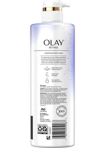 Retinol ve B3 Vitamini Içerikli Nemlendirici Vücut Şampuanı 591ML fiyatları