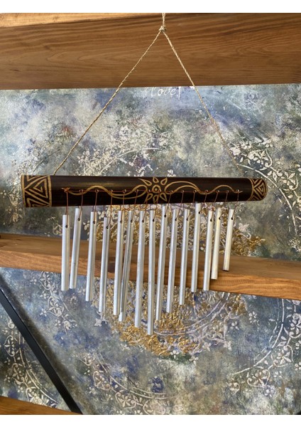 Rüzgar Çanı Deprem Zili Çanı Ahşap Metal Borulu
