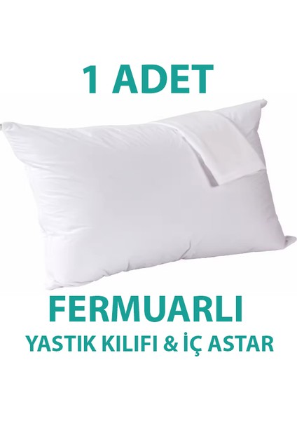 Pamuklu Fermuarlı Iç Yastık Kılıfı Beyaz Renkli Iç Astar Yastık Iç Kılıfı 50 x 70 Şilte