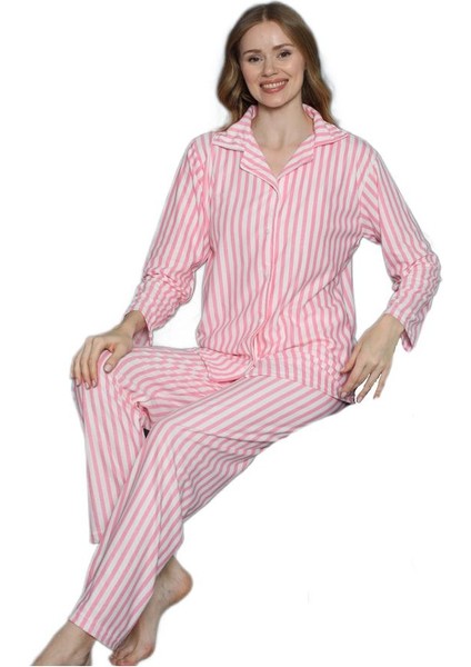 Kadın Süet Gömlek Yaka Kadın Pijama Takım 13633