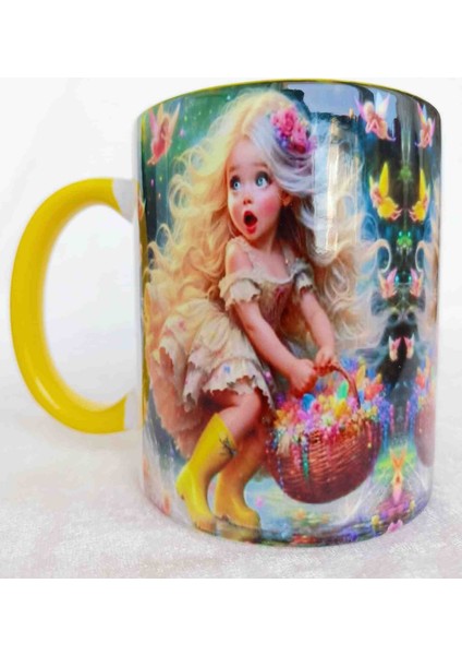 Mugs And Love Sevimli Peri Vintage Baskı Büyük Boy Kupa