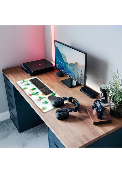 Cam Mouse Pad | Cam Masa Matı | Kaktüs Tasarım | Large | 40CM x 80CM
