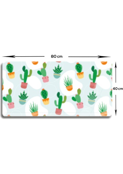 Cam Mouse Pad | Cam Masa Matı | Kaktüs Tasarım | Large | 40CM x 80CM