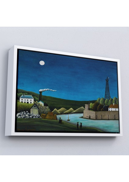 Çerçeveli Henri Rousseau -Suresnes'teki Seine Nehri Tablo - The Seine At SURESNES-7093