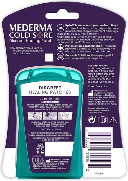 Cold Sore Discreet Healing Patch 15 Adet