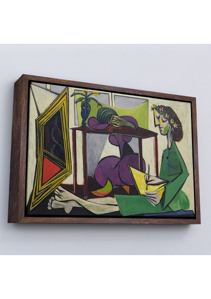 Çerçeveli Pablo Picasso - Iç Mekanda Bir Kız Çizimi TABLO-7081