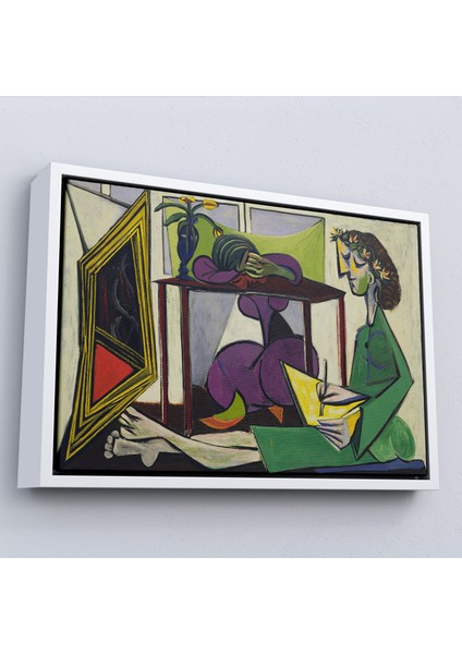 Çerçeveli Pablo Picasso - Iç Mekanda Bir Kız Çizimi TABLO-7081