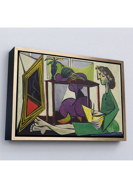 Çerçeveli Pablo Picasso - Iç Mekanda Bir Kız Çizimi TABLO-7081