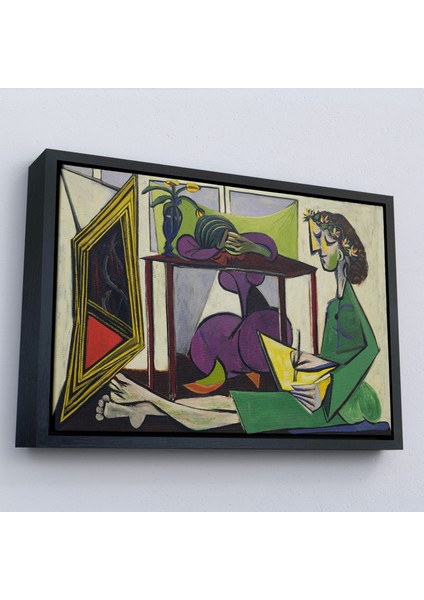 Çerçeveli Pablo Picasso - Iç Mekanda Bir Kız Çizimi TABLO-7081