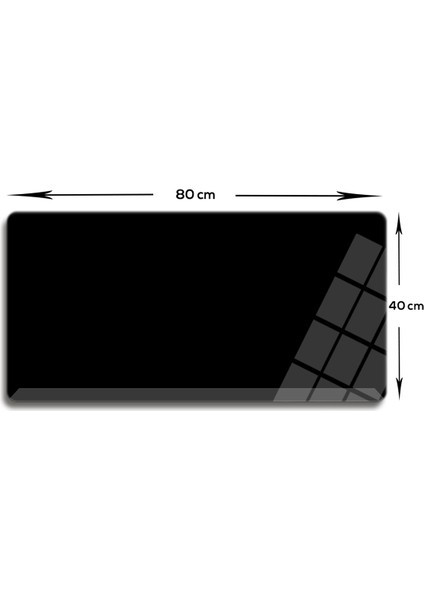 Cam Mouse Pad | Cam Masa Matı | Düz Renk - Siyah | Large | 40CM x 80CM