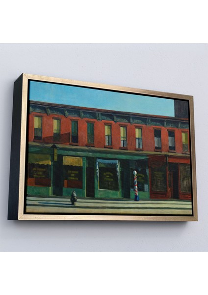 Çerçeveli Edward Hopper - Pazar Sabahının Erken Saatleri Tablosu - Early Sunday MORNING-7069