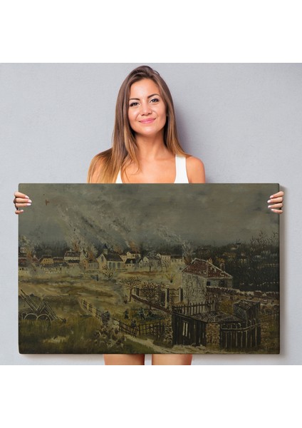 Çerçeveli Henri Rousseau - Champigny Savaşı TABLOSU-7054 fiyatları