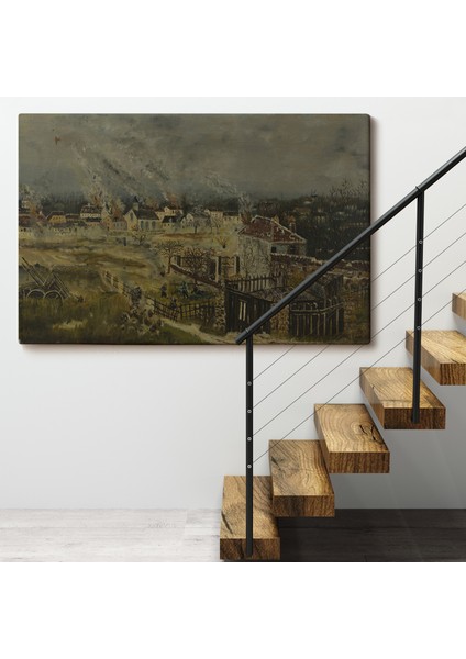 Çerçeveli Henri Rousseau - Champigny Savaşı TABLOSU-7054 fırsatları