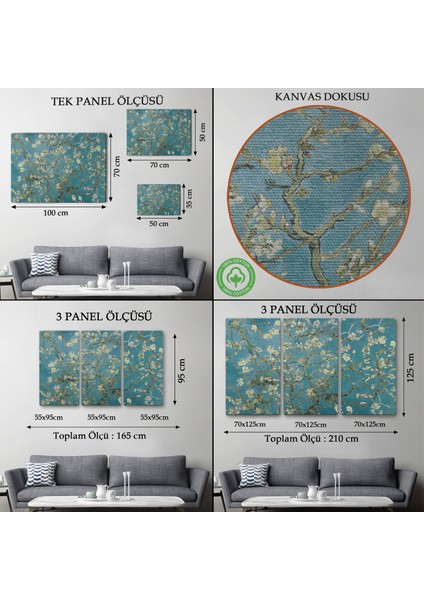 Vincent Van Gogh - Çiçek Açan Badem Ağacı TABLOSU-7050 modelleri