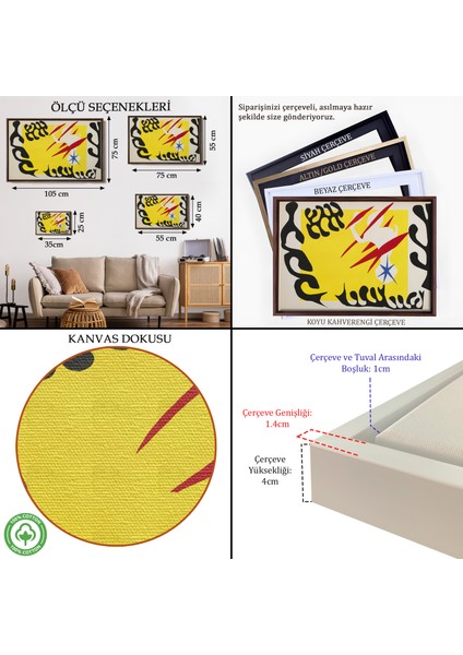 Çerçeveli Henri Matisse- Caz'dan Beyaz Filin Kabusu TABLO-7079 indirimleri
