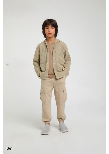 Erkek Çocuk Bel ve Paça Lastikli Kargo Cepli Jogger Pantolon