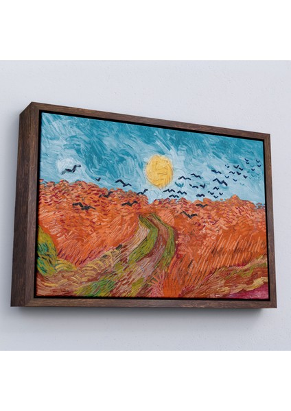 Çerçeveli Vincent Willem Van Gogh - Kargalarla Buğday Tarlası TABLO-7152