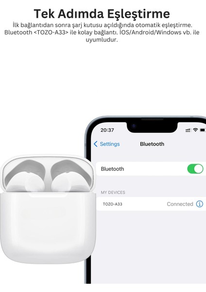 A33 Çağrı Gürültü Engelleyici Özellikli Bluetooth 5.3 Tws Kulaklık