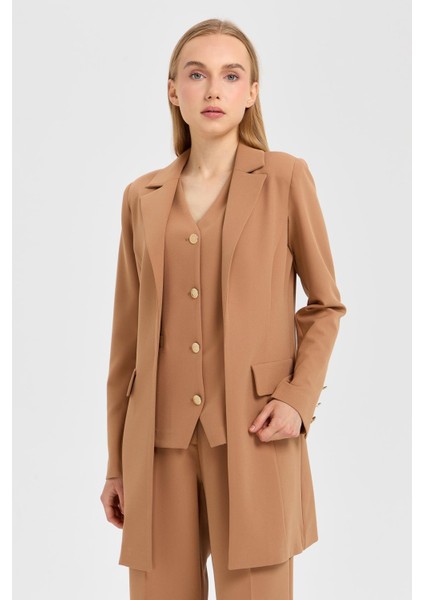 Yelek Ceket Pantolon Takım Camel