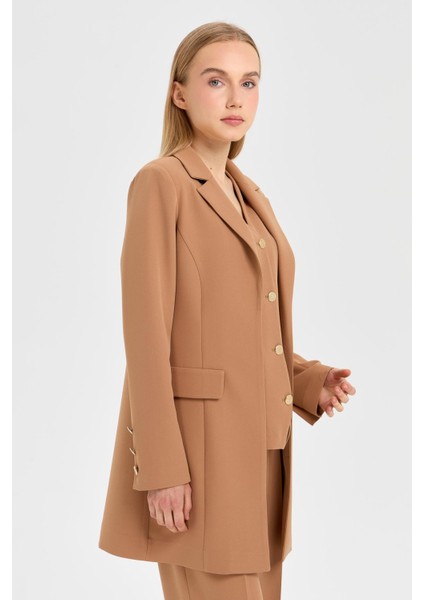 Yelek Ceket Pantolon Takım Camel